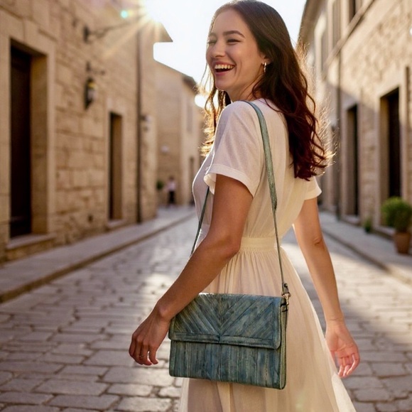 Vintage Handbags - Vintage Grey/Gray Eel Skin, Snap closure Shoulder bag/Clutch made in Korea 1980s